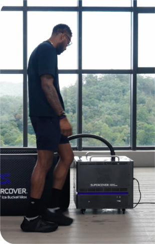 Athlete moving the chiller in a training space